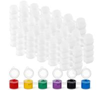 JEUIHAU 50 tiras de macetas de pintura vacías de 3 ml / 1 oz con tapas, tiras de plástico transparente, mini 6 macetas de pintura para manualidades, pintura acrílica, 300 macetas en total