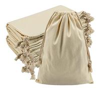 JEUIHAU Paquete de 10 bolsas de lona con cordón de 30x40 cm, bolsas de almacenamiento portátiles con cordón para zapatos, bolsa de regalo con cordón, bolsas de tela para bodas, color beige, beige