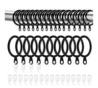 JEUIHAU Paquete de 100 Anillos y Ganchos de Metal Negro, 33 mm, para Ventana, Puerta y Ducha