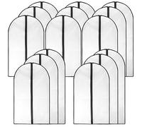 JEUIHAU Paquete de 15 fundas de ropa transpirables de 3 tamaños con cremallera, fundas de ropa impermeables a prueba de polvo, fundas protectoras para trajes, vestidos, 60x100 cm, 60x120 cm