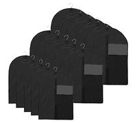 JEUIHAU Paquete de 15 fundas transpirables de 3 tamaños, bolsas de ropa, fundas de ropa con ventana transparente, 120 cm, 100 cm, 80 cm, bolsa grande a prueba de polillas con cremallera para trajes,