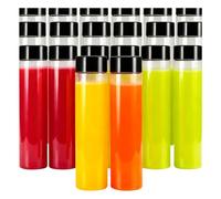 JEUIHAU Paquete de 20 botellas de jugo de plástico PET transparente de 350 ml con tapas negras, botellas de jugo de plástico vacías, jugos, leche y bebidas caseras