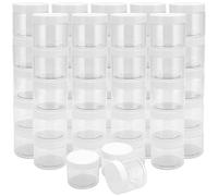 JEUIHAU Paquete de 48 tarros de plástico transparente de 4 onzas con tapas, tarros de almacenamiento vacíos sin BPA, recipiente de plástico de boca ancha, granos, manualidades