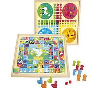 Jeujura 8115 - Caja de Juegos de Ganso y pequeños Caballos - Juegos de Mesa - Bandejas de Juego y peones de Madera - Juegos Tradicionales Familiares - Idea de Regalo - Fabricación Francesa - 2 a 6