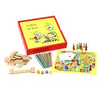 Jeujura JeujuraJ11861 - Juego de 100 Juegos de Mesa en Caja de Madera, Multicolor