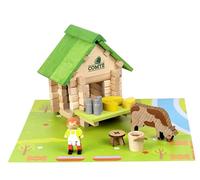 JEUJURA - Le Chalet du County - 60 piezas - Juego de construcción de madera a partir de 5 años - Chalet, Quesero, Vaca y Accesorios - Universo Montaña y Granja Jurassiana - Fabricado en Francia - 8056