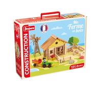 Jeujura Ma Granja de Madera - Juego de construcción - Contiene 1 Maleta de Transporte y una Alfombra de Juego - 145 Piezas de Madera - Made in France - a Partir de 5 años - 8041