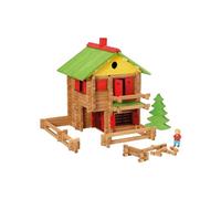 JEUJURA Mon Chalet de Madera - 225 Piezas de Haya - Juego de construcción Infantil a Partir de 5 años - Chalets para Montar y Desmontar con Muchas Posibilidades de construcción - Fabricado en Francia