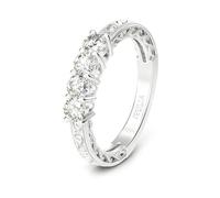 Jeulia Anillo de compromiso vintage de 4 piedras de moissanita de plata de ley 925, anillos de compromiso para ella, anillos de boda de diamantes de imitación para mujer, joyería de aniversario con