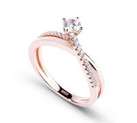 Jeulia Anillo de oro rosa chapado en oro de 14 quilates para mujer, circonita cúbica de plata de ley, anillos de eternidad, anillos de compromiso de boda, aniversario