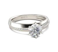 Jeulia Anillo de Plata de Ley 925 de Corte Redondo para Mujer Anillo Sencillo de Compromiso, Aniversario, Promesa, Navidad, San Valentín (Circón, 13)