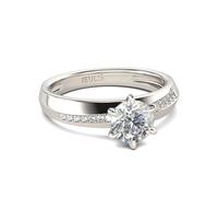 Jeulia Anillo de Plata de Ley 925 de Corte Redondo para Mujer Anillo Sencillo de Compromiso, Aniversario, Promesa, Navidad, San Valentín (Moissanita, 13)