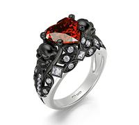 Jeulia Anillos de calavera de diamante de corte de corazón de 2,55 quilates para mujer, personalizables, de plata de ley, para boda, compromiso (Corazón latiendo, 21)