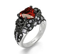 Jeulia Anillos de calavera de diamante de corte de corazón de 2,55 quilates para mujer, personalizables, de plata de ley, para boda, compromiso (Corazón latiendo, 9.5)