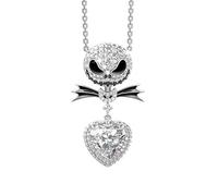 Jeulia - Collar de plata de ley 925 con colgante de calavera de Jack y Sally de 2,5 quilates para mujeres, adolescentes, niñas, pájaros, joyería romántica, regalo para ella
