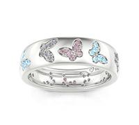 Jeulia Mariposa Dama Anillo De Plata Banda Compromiso Eternidad 1,77 Ct Corte Redondo Infinito Esterlina Promesa Anillo De Joyería Con Circonita Diamantes Plata 12