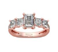 Jeulia Plata de Ley Anillo de Compromiso Eternidad Con Diamantes para Mujer Corte Princesa Circonitas Cúbicas Joyería de Aniversario Infinito Con Caja de Regalo Oro rosa,26