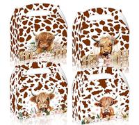 JeVenis 12 bolsas de recuerdos de fiesta de vaca de las tierras altas, suministros de fiesta de vaca de las tierras altas, bolsas de regalo para vaca marrón, fiesta occidental, vaca de las tierras