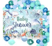 JeVenis bajo el mar bienvenido bebé bandera globos guirnalda babyshower decoraciones animales del mar decoración para fiesta de bienvenidacriaturas del mar productos para fiestas de sirenas