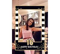 JeVenis Black Gold 16th Birthday Party Photo Booth Props 16th Birthday Photo Frame Sweet 16th Birthday Photo Frame