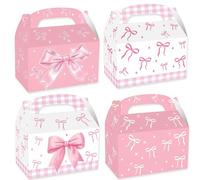 JeVenis cajas de golosinas con lazo rosa cajas para palomitas con lazo bolsas de regalos con lazo rosa bolsas para cumpleaños para cumpleaños bridal shower babyshower decoración