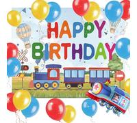 JeVenis Chugga Chugga - Decoración para fiesta de cumpleaños, 2º tren, decoraciones de cumpleaños, globos de tren retro vintage, suministros de fiesta temática