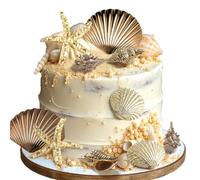JeVenis Conchas de mar doradas para decoración de tartas, suministros de fiesta de océano marino para baby shower, boda, despedida de soltera, fiesta de cumpleaños