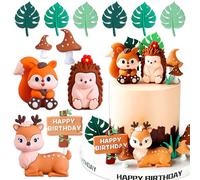 JeVenis decoracion cumpleaños bosque animales del bosque torta pasteles toppers ardilla erizo caracol figuras naturales