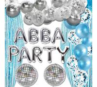 JEVENIS Decoración de fiesta Globos Mamma Mia 70s Suministros de fiesta de baile, JEVENIS-5D4F68GAE, Silver3