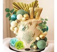 JeVenis Decoración de Pastel Bola Verde Rosa Hojas de Palma Flor Baby Shower