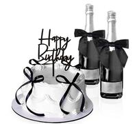 JeVenis Decoración de pastel con lazo negro, lazos de coqueta, palillos de postre para decoración de novia, baby shower, cumpleaños, boda