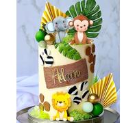 JeVenis decoracion de pastel selva verde salvia decoración de tarta animales safari decoración de tarta wild one adorno de tarta dos salvajes adorno de tarta mono jirafa
