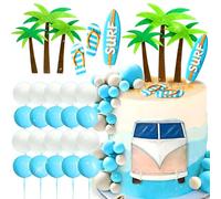 JeVenis decoracion de tarta de cumpleaños surf decoracion de tarta de bebe en la playa surf wave cake topper tabla de surf chanclas de natacion tarta de cumpleaños surf productos para fiestas