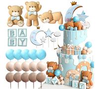 JeVenis decoración de tarta oso azul adorno de tarta bear babyshower decoración de tarta osos babyshower decoración de tarta de cumpleaños