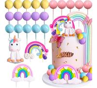 JeVenis decoración de tarta unicornio decoración de cumpleaños unicornio adorno de tarta arco iris decoración de cumpleaños de arco iris decoración de tarta para niña