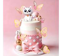 JeVenis Decoración para tarta de gato, decoración para tarta de gatito, decoración para fiesta de cumpleaños temática de gatos, lindo miau, fiesta de cumpleaños, decoración de fiesta de baby shower