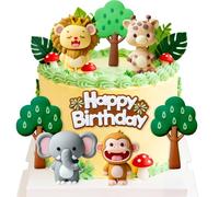 JeVenis decoración pastel animales selva wild one safari con jirafa león cumpleaños baby shower accesorios fiesta