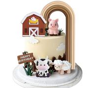 JeVenis decoracion tematica granja cumpleanos pastel decorado vaca ovejas fiesta infantil campestre