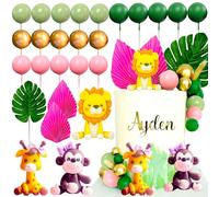 JeVenis decoraciones para tarta safari baby showercake wild one cake topper decoración de tarta safari adorno de tarta wild one adornos de tarta de animales del zoo para niña de 1er cumpleaños