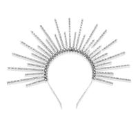 JeVenis Diadema plateada de halo con diamantes de imitación, diadema de diosa del sol, corona de rayos solares, diadema para cosplay, boda, festival