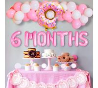 JeVenis Globos de medio camino a uno, decoración de medio cumpleaños, decoraciones de 6 meses, dona, 1/2, decoraciones de cumpleaños, dona, decoración de fiesta de cumpleaños