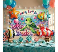 JeVenis guirnalda cumpleaños mar animales acuáticos decoración fiesta playa