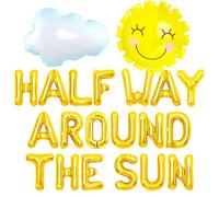 JeVenis Half Way Around the Sun Decoración de cumpleaños para niña, arco iris, medio camino alrededor del sol, globos geniales, decoración bohemia de medio cumpleaños