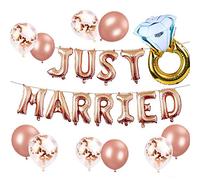 JeVenis Just Married Balloons Just Married Banner Globos para Fiestas de Novias Decoración para Fiestas de Novias Decoración para Fiestas de Bodas
