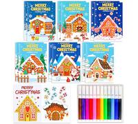 JeVenis Mini libros de Navidad para colorear para niños, hombre de jengibre, regalos de fiesta, libro de actividades, relleno de bolsas de regalo para fiesta de cumpleaños, regalo de aula, suministros