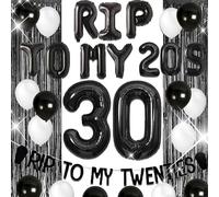 JeVenis Rip to My 20s Balloons Rip Twenties Balloons Gothic Birthday Decor 30 Birthday Gift Death to My 20s Banner Funeral for My Youth 30th Birthday Decor