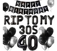 JeVenis Rip to My 30s Globos Rip Thirties Globos Góticos Cumpleaños Decoración Muerte para Mi Banner 30 Funeral para Mi Juventud 40 Cumpleaños Decoración