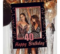 JeVenis Rose Gold 40th Birthday Party Photo Booth Props 40th Birthday Photo Frame Marco de Fotos de cumpleaños