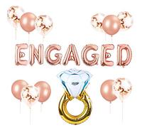 JeVenis set de 12 globos de oro rosa conjunto de globos de compromiso banner de globos de compromiso banner de compromiso