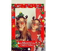 Jevenis Set de 35 Accesorios de fotomatón navideños Accesorios de fotomatón navideño Marco de Fotos navideño Marco de fotomatón navideño